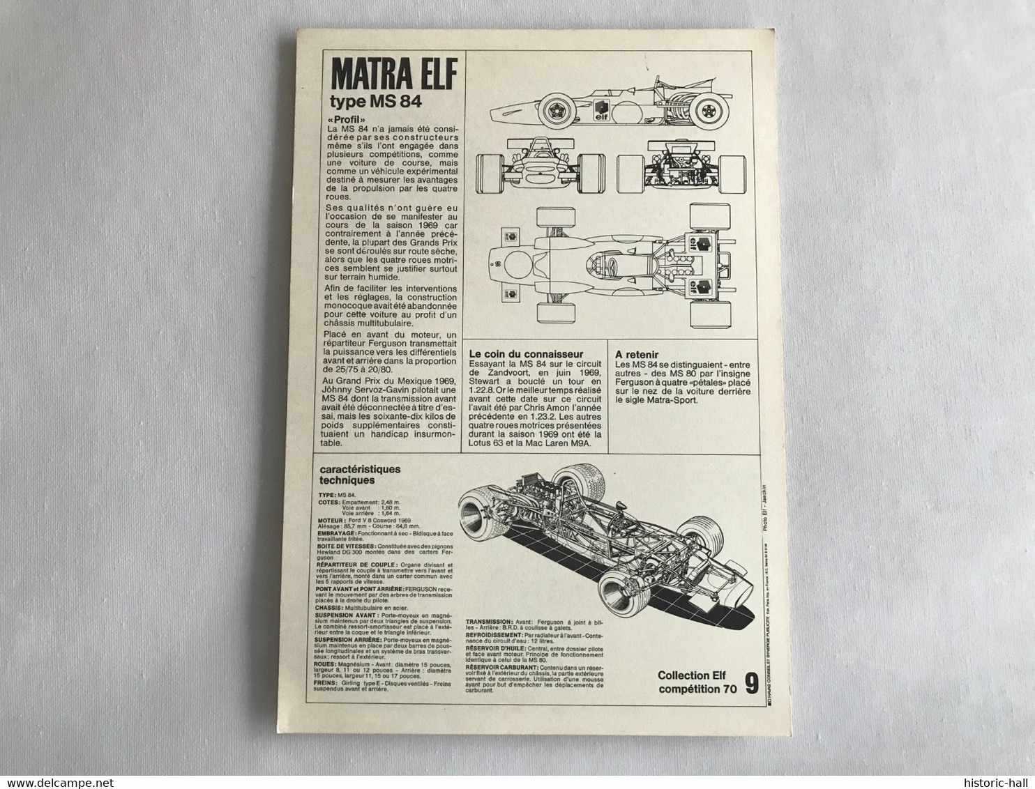 Carte Photo N°9 - MATRA ELF Type MS 84 - 1970 - Automobile - F1