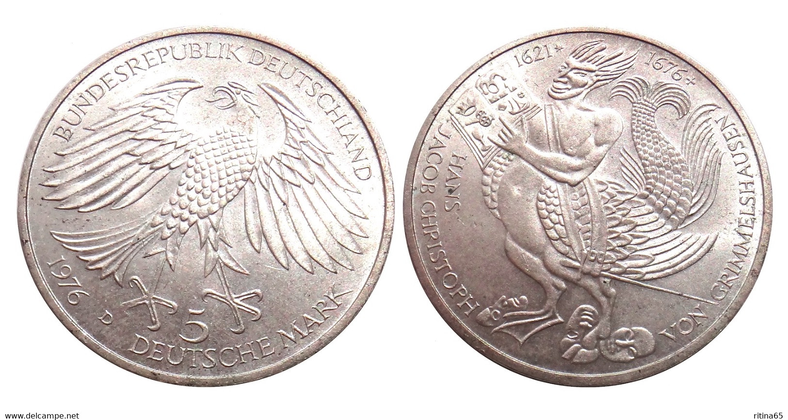 GERMANIA 5 MARCHI 1976 D COMMEMORATIVA IN ARGENTO - Gedenkmünzen