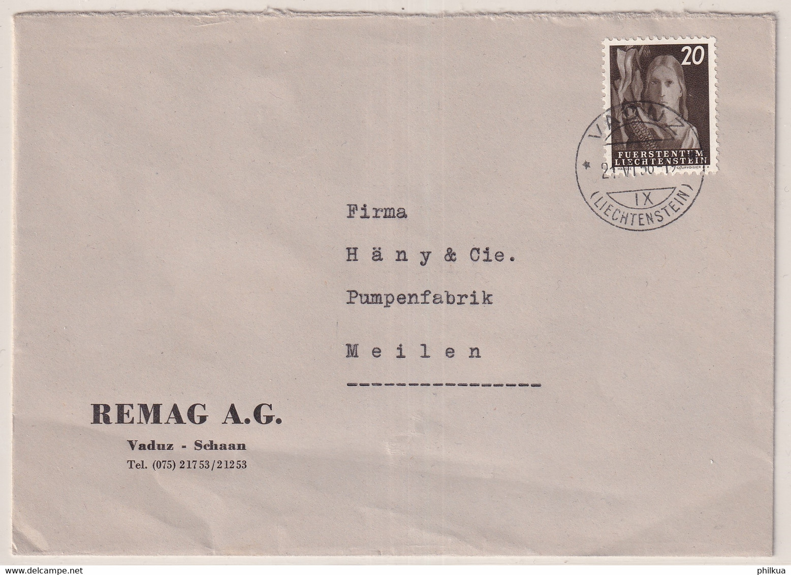 Zumstein 239 / Michel 292 Auf Firmenbrief Remag AG Vaduz - Schaan - Storia Postale