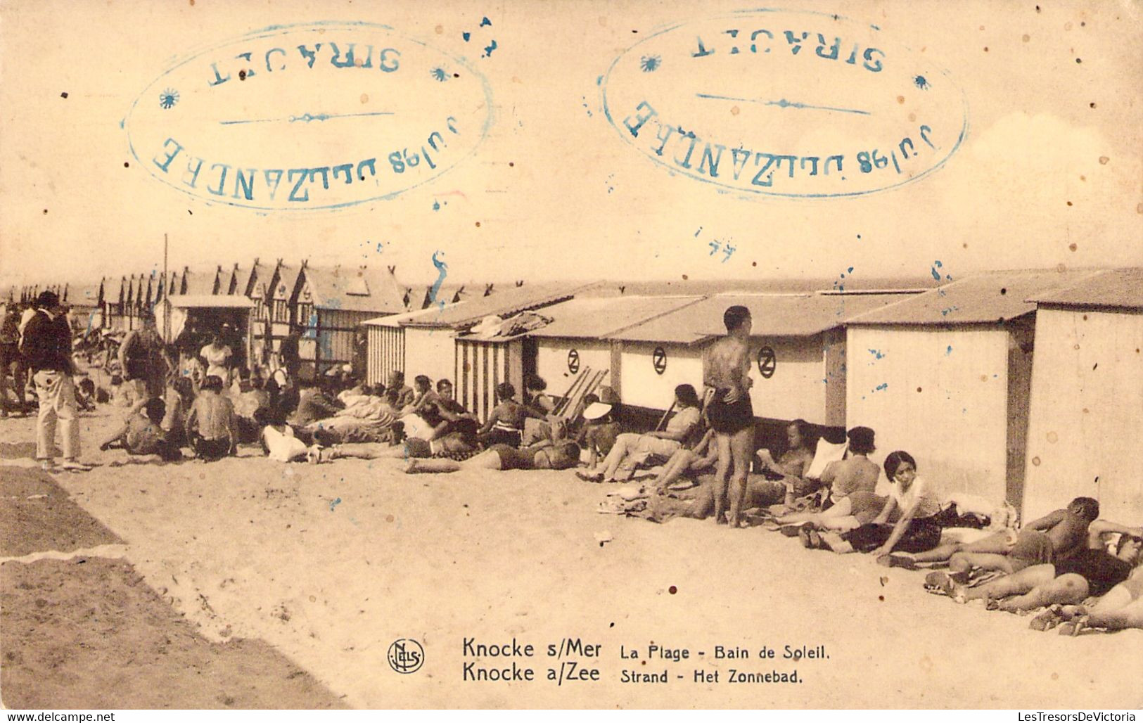 CPA Knocke Sur Mer - Knokke - La Plage Bain De Soleil - Animé - Tampn Jules Delzandre - Knokke