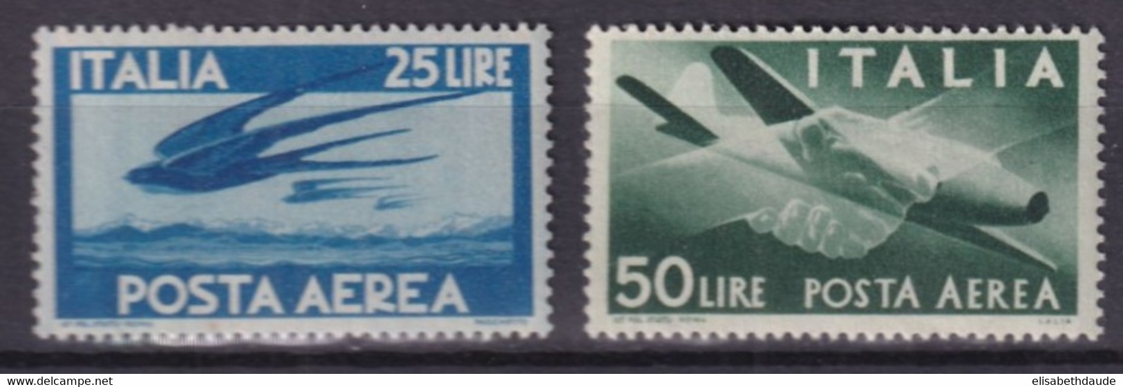 ITALIE - 1945 - POSTE AERIENNE YVERT N°118+120 ** MNH - COTE = 50 EUR. - Mint/hinged