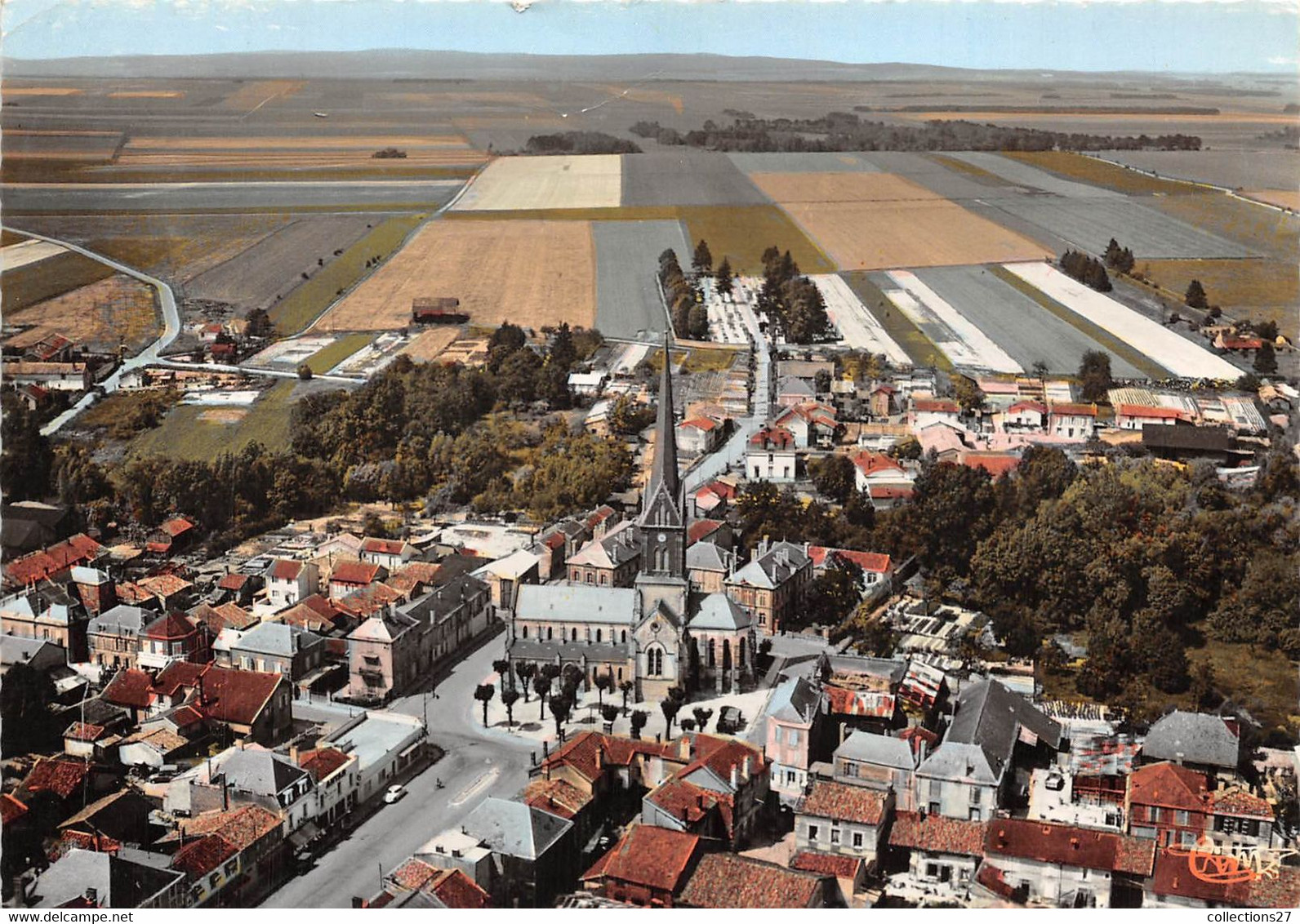 51-MOURMELON-LE-GRAND- VUE GENERALE AERIENNE CENTRE EGLISE - Mourmelon Le Grand