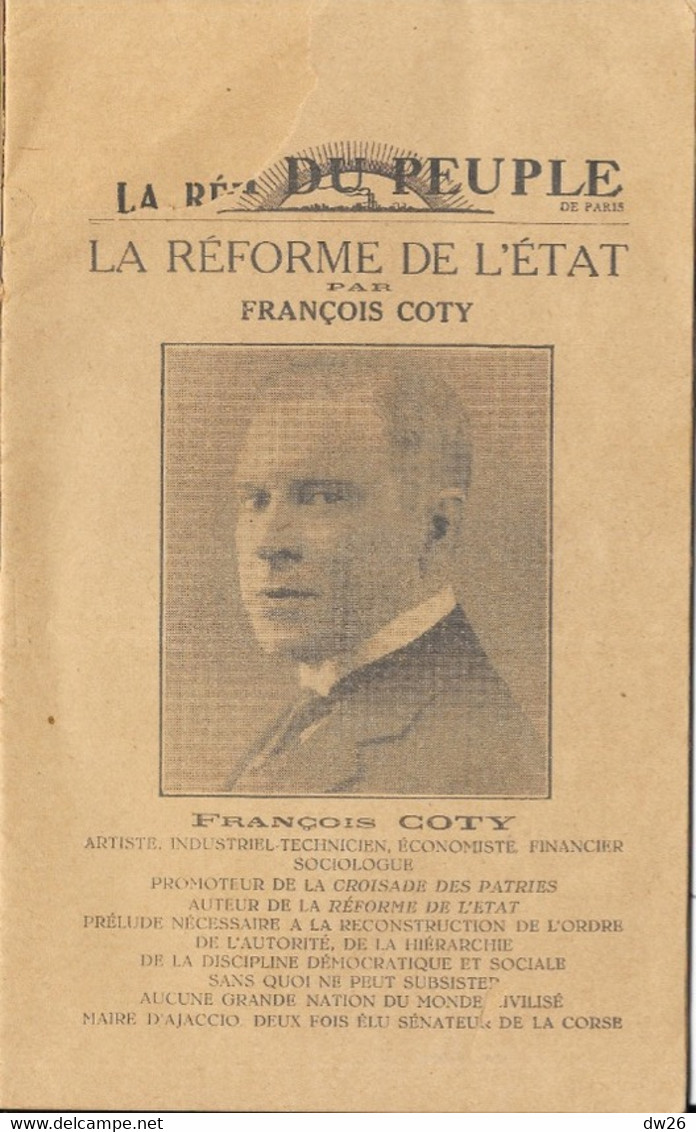 Brochure Du Journal L'Ami Du Peuple (24 Mars 1933) - La Réforme De L'Etat Par François Coty, Sénateur Extrême Droite - Andere & Zonder Classificatie