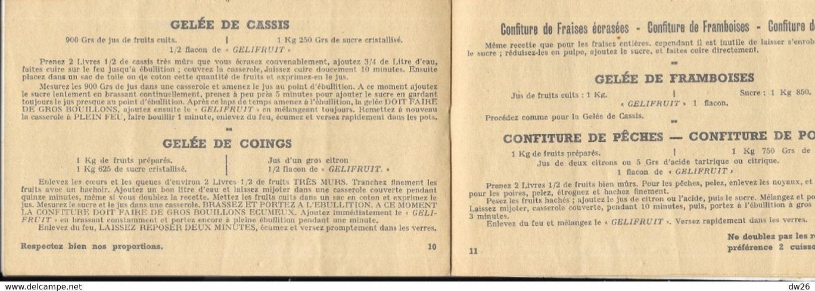 Gastronomie: Brochure De Recettes De Confitures - Publicité Gélifruit (Gélifiant Naturel) Boué (Aisne) - Gastronomie