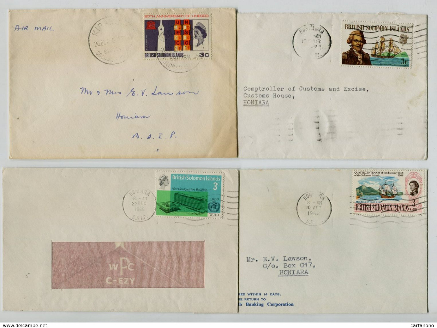 ILES SALOMON - Ensemble De 4 Lettres Affranchies - UNESCO / BATEAUX / LA PEROUSE / O.N.U. - Isole Salomone (...-1978)