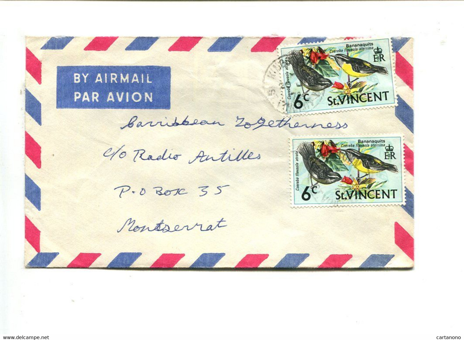 SAINT VINCENT - Affranchissement Sur Lettre Par Avion - Oiseaux - St.Vincent (...-1979)
