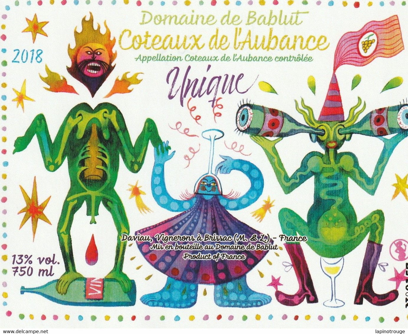 Etiquette Vin COGNET Lilas Festival BD Angers 2021 (Bob Denard - El Arte De La Mesa