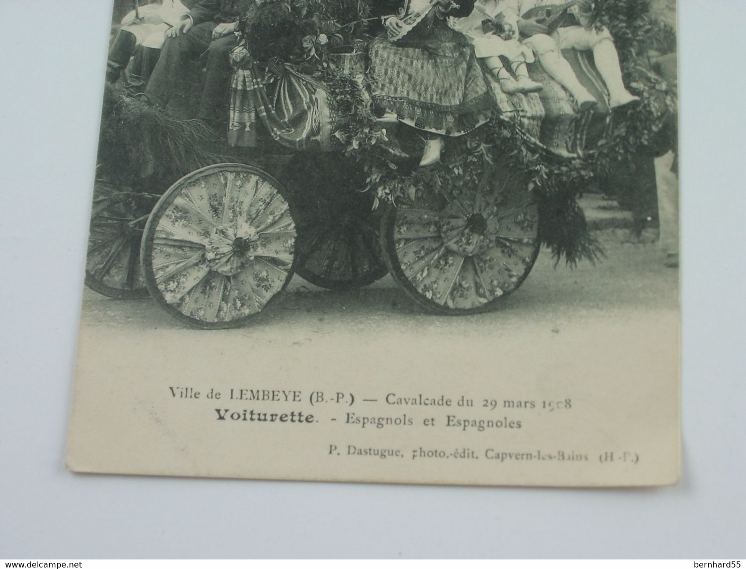 Nr. 136 Cpa/Ak  Ville De Lembeye Cavalcade Du 29 Mars 1908 Voiturette Espagnols Et Espagnoles Post. Gel. Schwarz/weiß - Lembeye