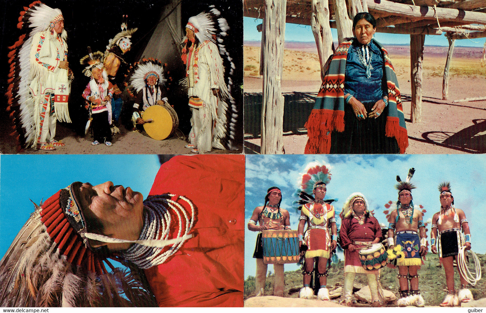 Navajo Women, Indian War Dancers, Sioux War Dancers, Hopi Indian Arizona, 4 CARTES TOP - Native Americans
