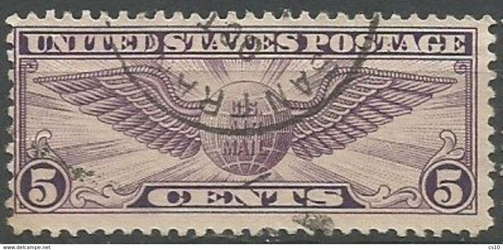 USA Airpost Air Mail 1928-30 Winged Globe P.11  C.5 SC.# C12 - VFU - 1a. 1918-1940 Used