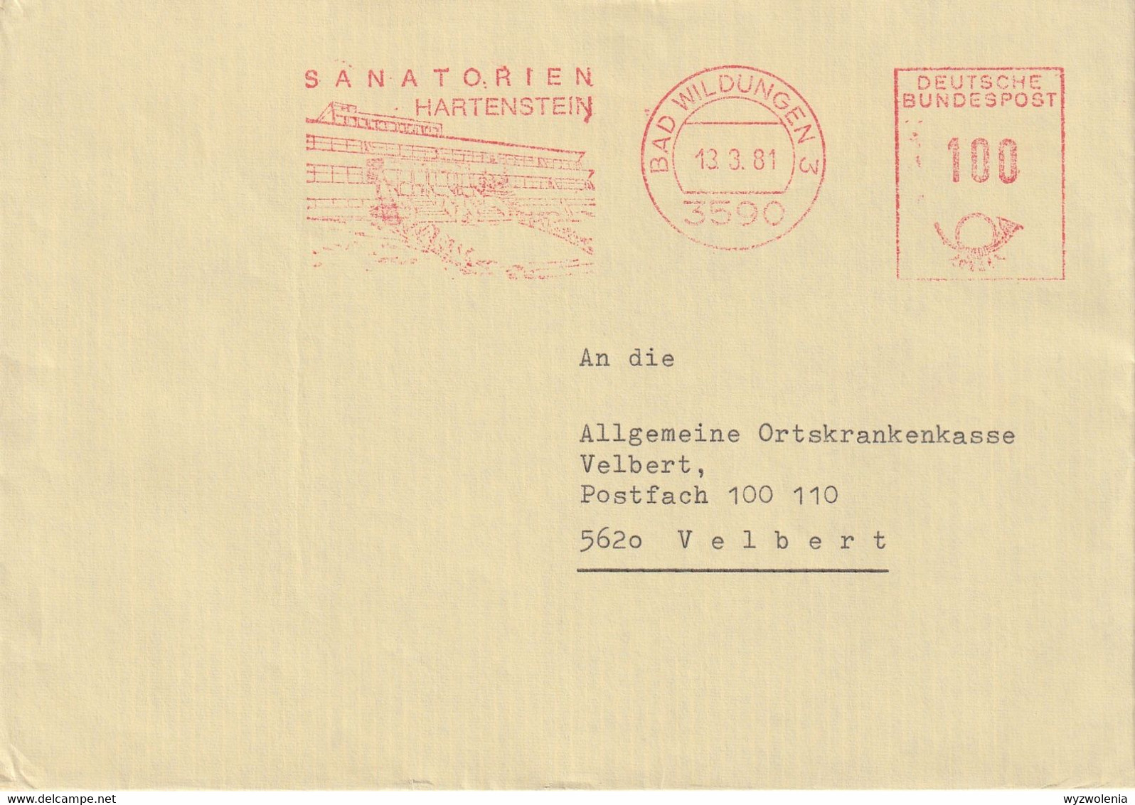 T 687) BRD 1981: Bad Wildungen, AFSt Sanatorien Hartenstein (an AOK Velbert) - Hydrotherapy