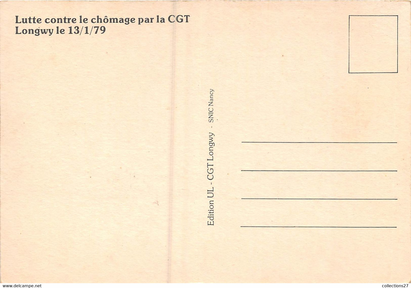 54-LONGWY- LUTTE CONTRE LE CHÔMAGE PAR LA CGT 1979 - Longwy