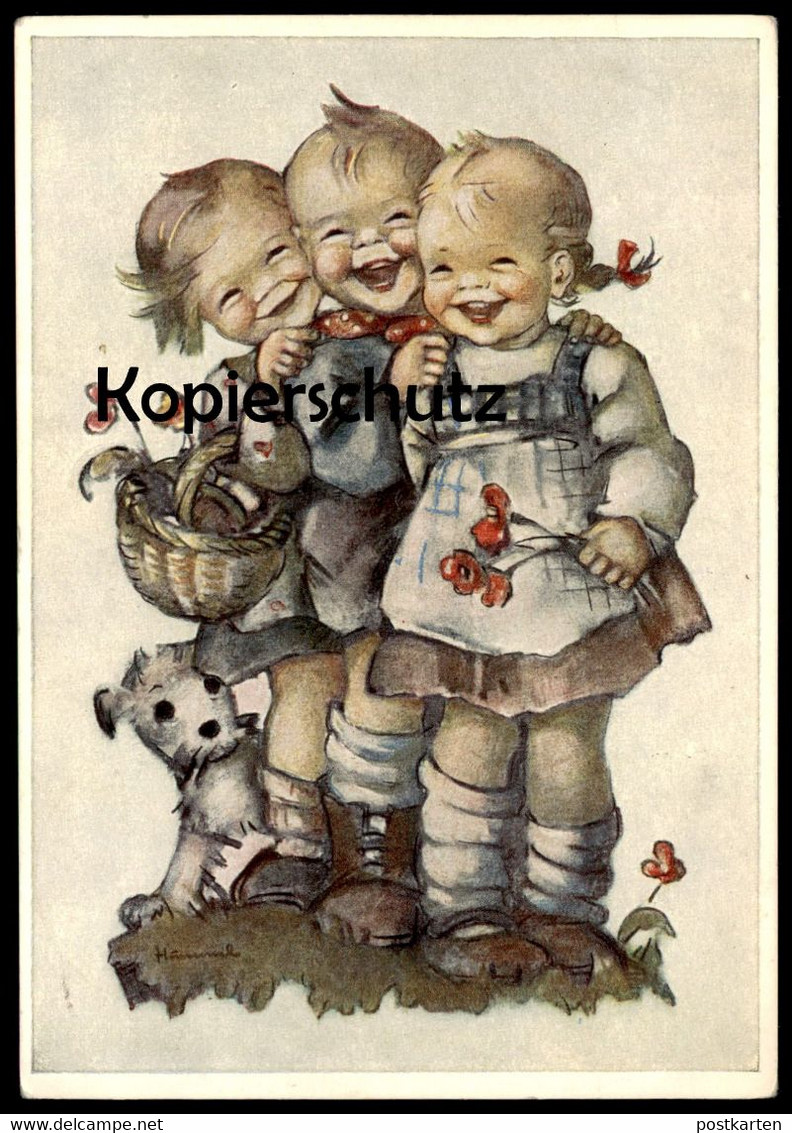 ALTE POSTKARTE KINDER JUNGE MÄDCHEN HUND HUMMEL Nr. 5918 LACH MIT KIND Children Child Enfants Enfant Cpa AK Postcard - Hummel