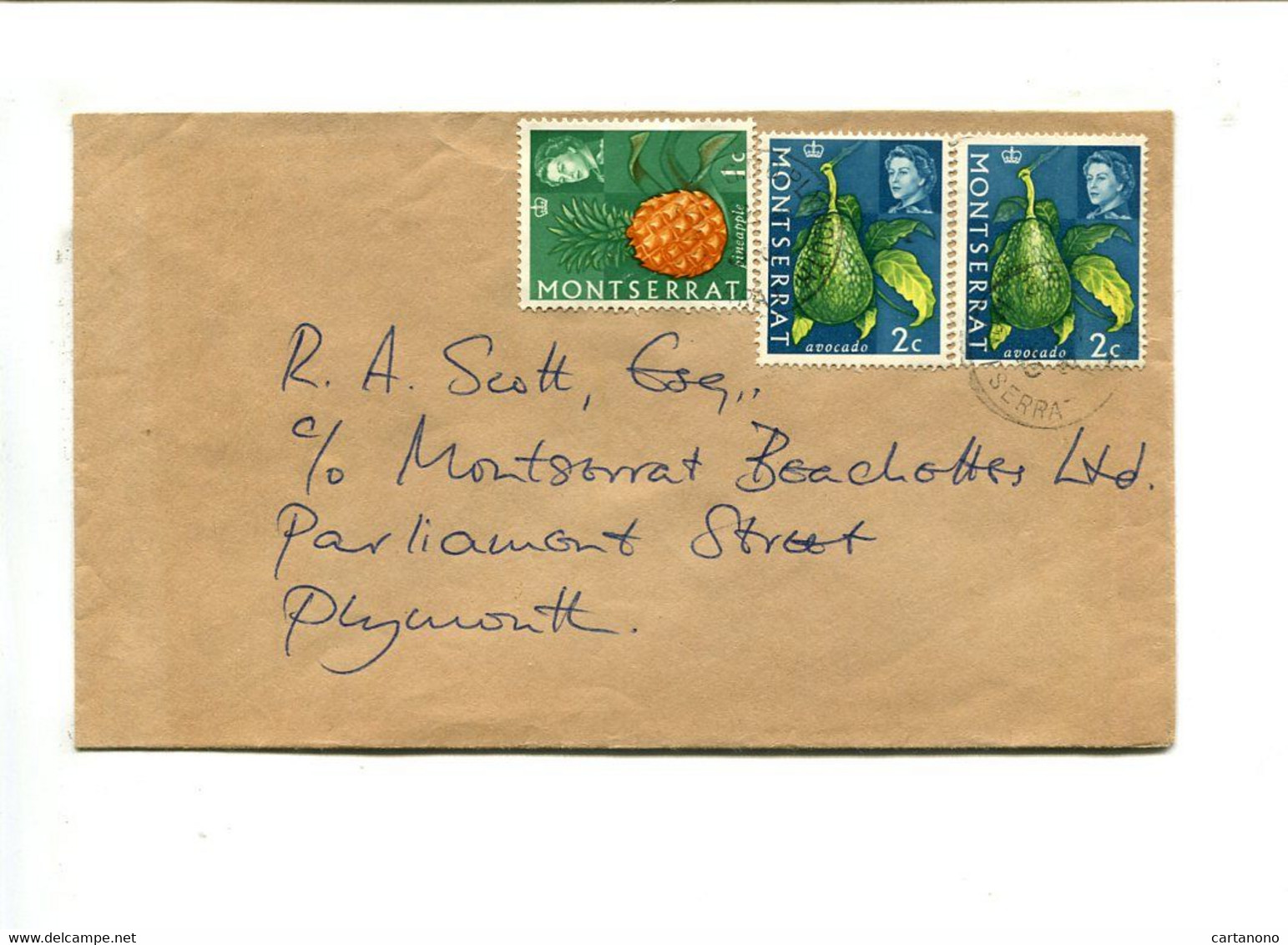 MONTSERRAT - Affranchissement Sur Lettre - Fruits / Ananas / Avocat - Obst & Früchte