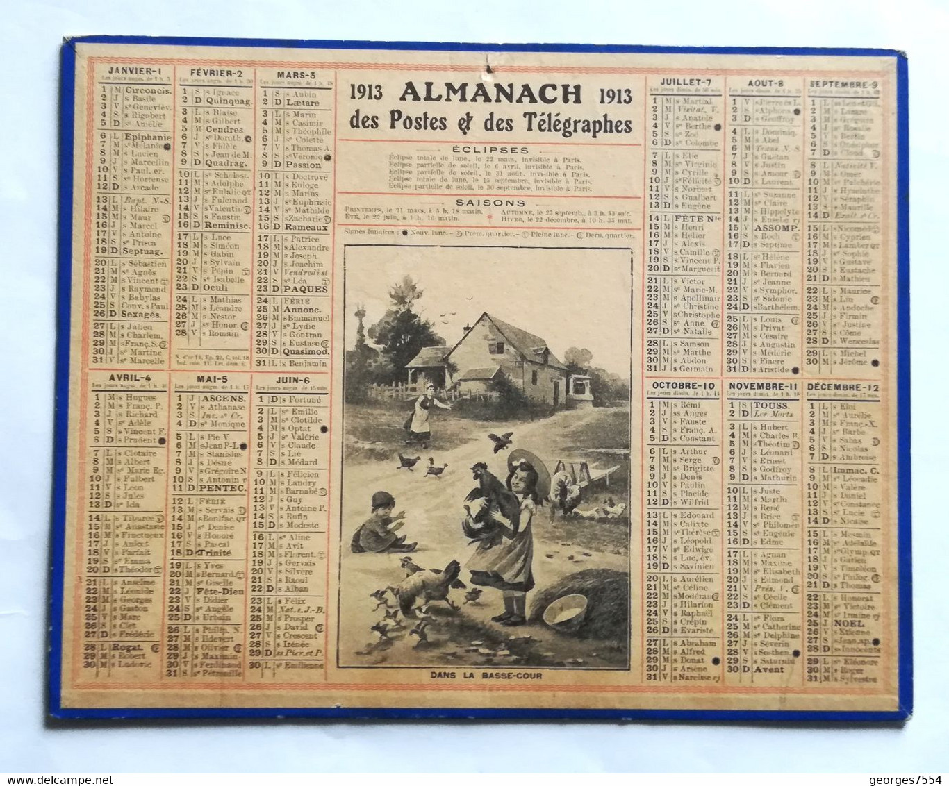 Calendrier Alamanach De 1913 - Dans La Basse-cour - Grand Format : 1901-20