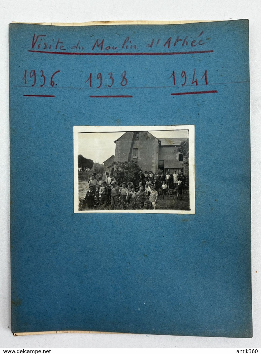 Lot Documents Sortie Scolaire Ecole Publique De Longué Jumelles Au Moulin D'Athée (53).. En 1936 1938 1941 - Otros & Sin Clasificación