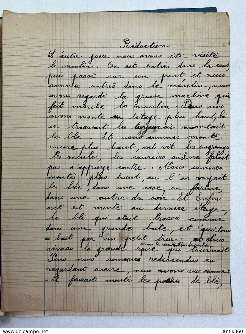 Lot documents Sortie scolaire Ecole Publique de Longué Jumelles au moulin d'Athée (53).. en 1936 1938 1941