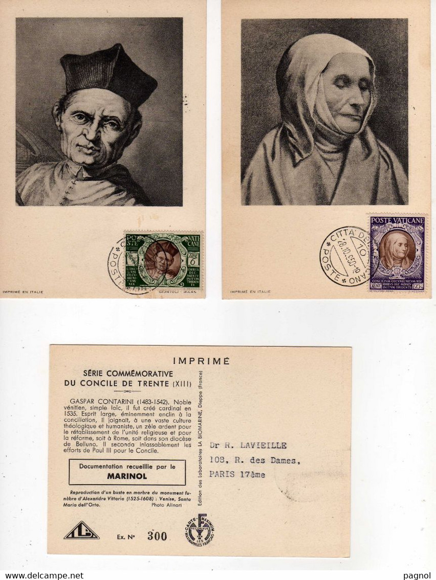Vatican : Cartes Maximum : Série De 14 Cartes ( Concile De Trente ) Pub Pour Docteurs ( Marinol ) - Cartoline Maximum