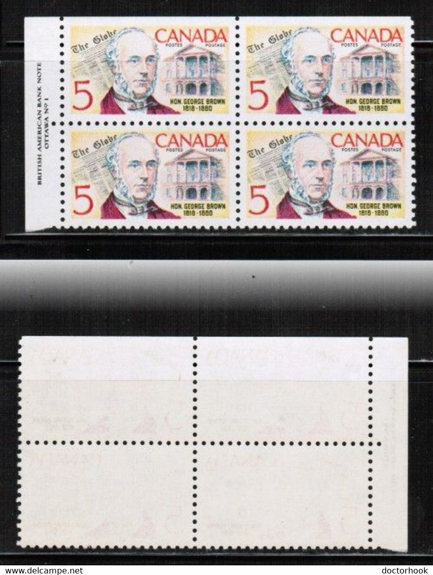 CANADA   Scott # 484** MINT NH PLATE #1 BLOCK Of 4 CONDITION AS PER SCAN (LG-1459) - Plattennummern & Inschriften