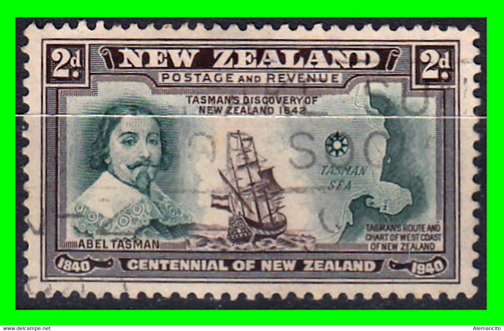 NEW ZEALAND  (OCEANIA  ) SELLO AÑO 1940 CENTENARIO DE LA PROCLAMACION DE LA SOBERANIA BRITANICA - Oblitérés