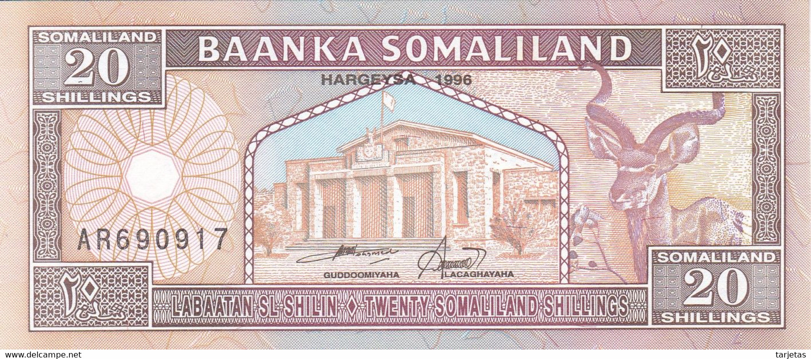 BILLETE DE SOMALIA DE 20 SHILLINGS DEL AÑO 1996 SIN CIRCULAR (UNC)    (BANKNOTE) - Somalia