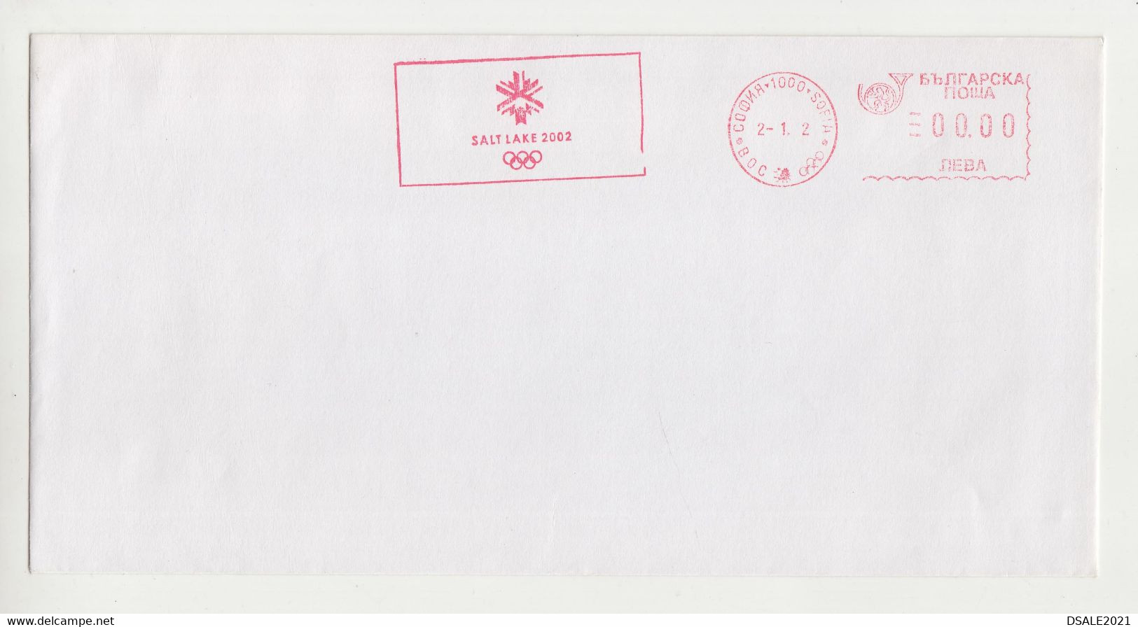 Bulgaria Bulgarie Bulgarije Cover Advertising Machine EMA METER Stamp 2002 Winter Olympics Salt Lake City (ds194) - Lettres & Documents