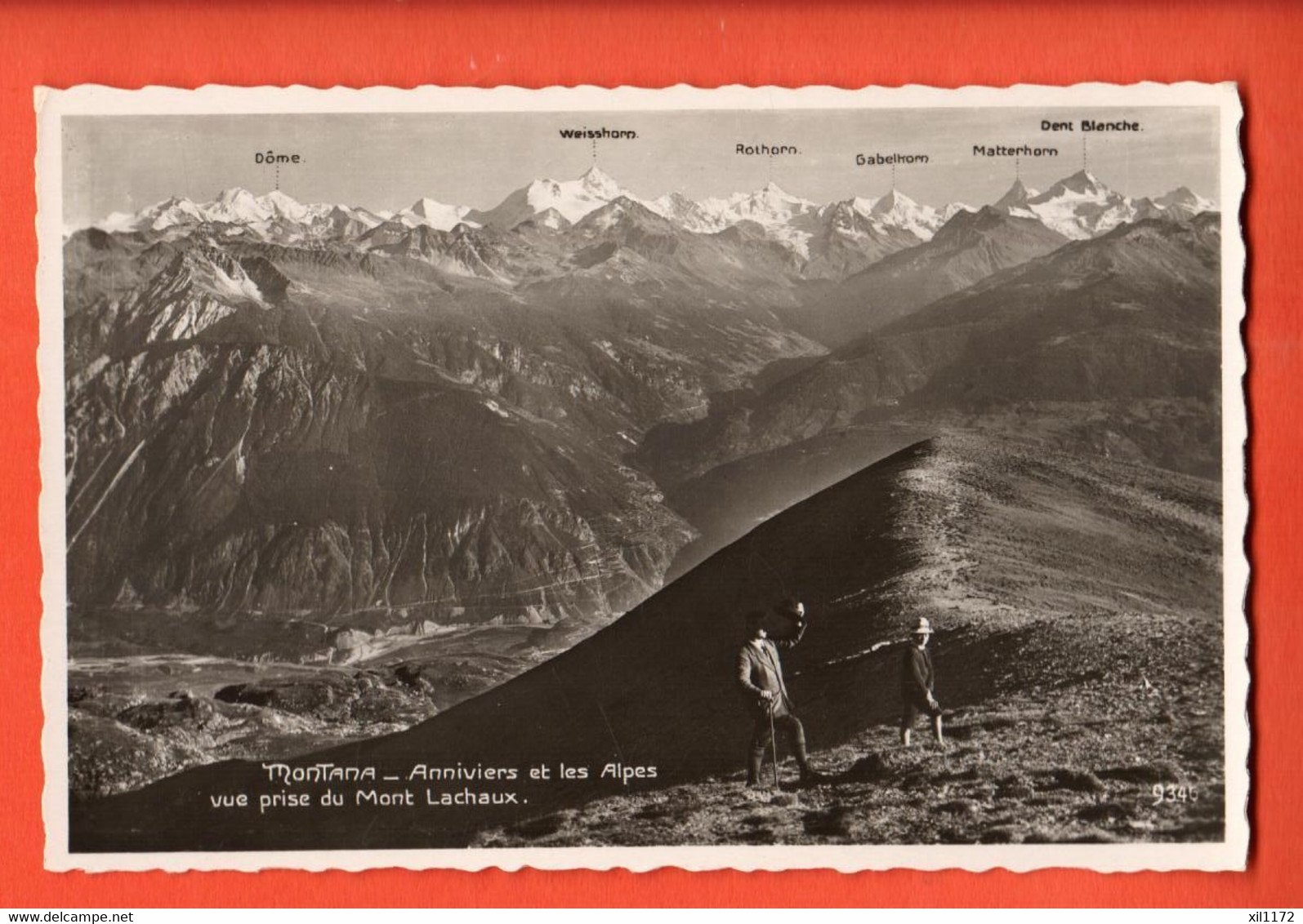 ZPM-40 Crans-Montana, Alpages De Mont Lachaux Avec Vue Sur Anniviers Et Les Alpes ANIME.  NC Perrochet Phototypie 9340 - Anniviers