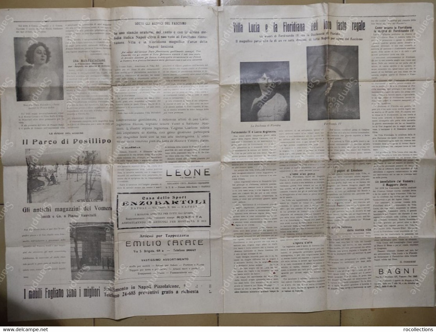 Italia Newspaper Giornale Napoli Corriere Del Vomero E Di Posillipo 1930 Franco Batelli VILLA LUCIA Floridiana - Andere & Zonder Classificatie