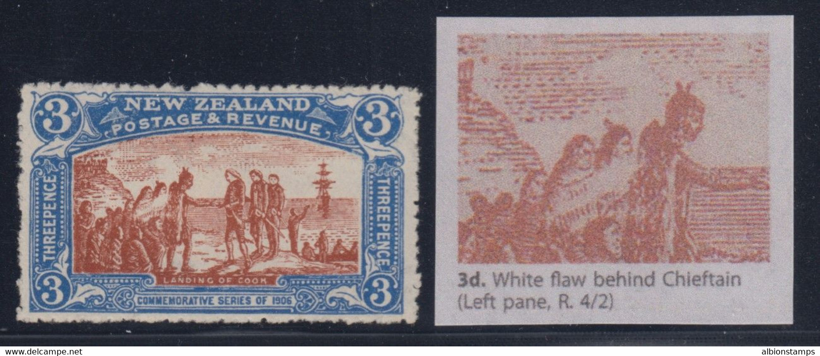 New Zealand, SG 372a, MHR "Flaw Behind Chieftan" Variety - Nuevos