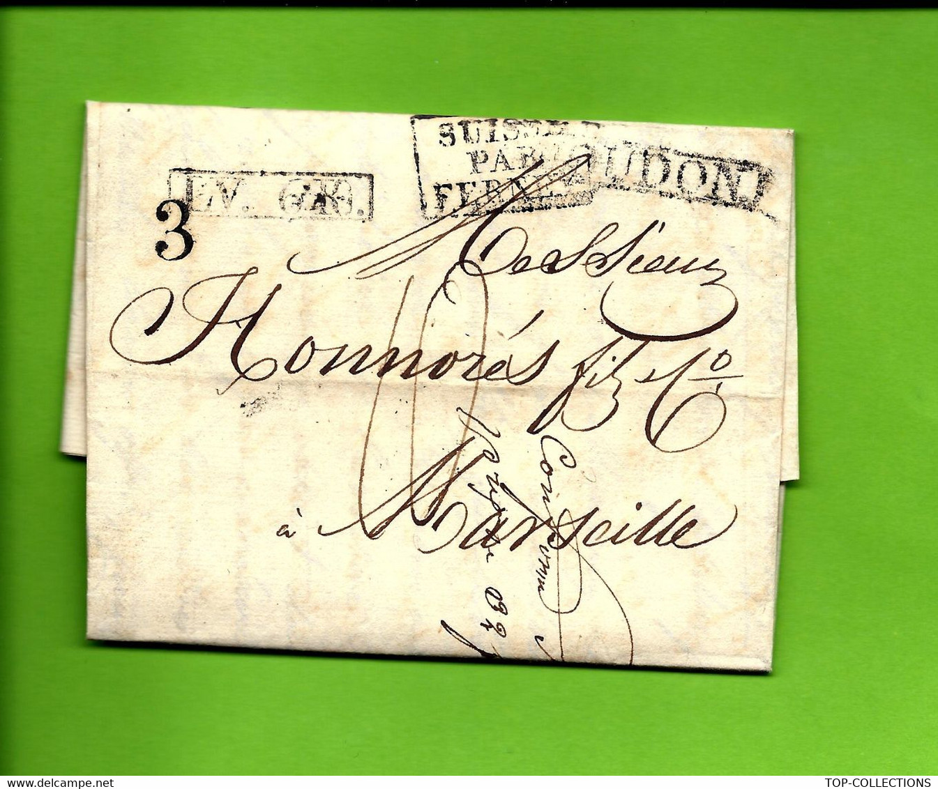 1830 Moudon  SUISSE Par Ferney Pour  HONORE MARSEILLE  Sign. Roberti Fils  V. Chateau De Moudon Marchands De Chandelles - ...-1845 Vorphilatelie