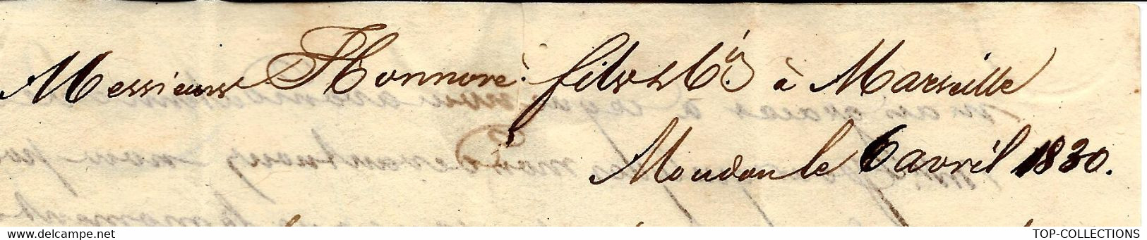 1830 Moudon  SUISSE Par Ferney Pour  HONORE MARSEILLE  Sign. Roberti Fils  V. Chateau De Moudon Marchands De Chandelles - ...-1845 Prephilately