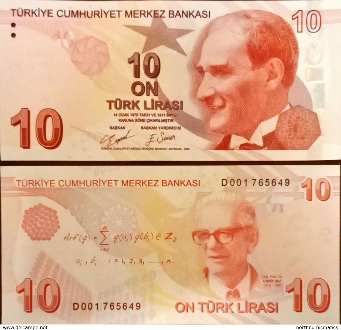 Turkiye 10 Turk Lirası  Serial D 001  9.Emission Unc - Turkey