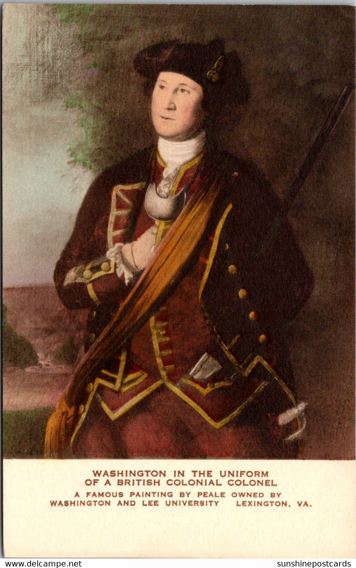 Portrait Of George Washington In The Uniform Of A British Colonial Colonel Handcolored Albertype - Présidents