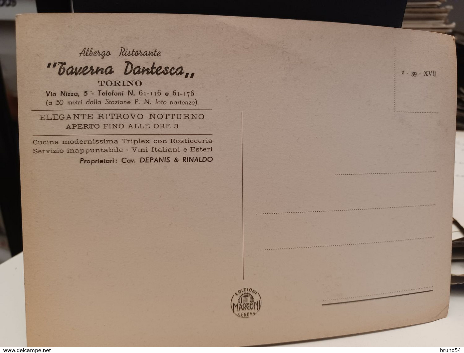 Cartolina Torino Taverna Dantesca Particolari Sala Del Boccaccio Via Nizza 5 ,1939 - Bars, Hotels & Restaurants