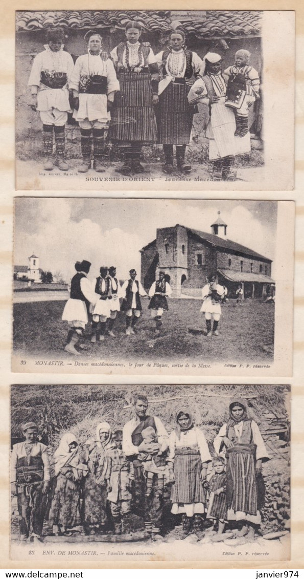 Monastir 3 Cartes Postales Différentes  1918 , Famille, Jeunesse Et Danse Macédonienne - Macédoine Du Nord