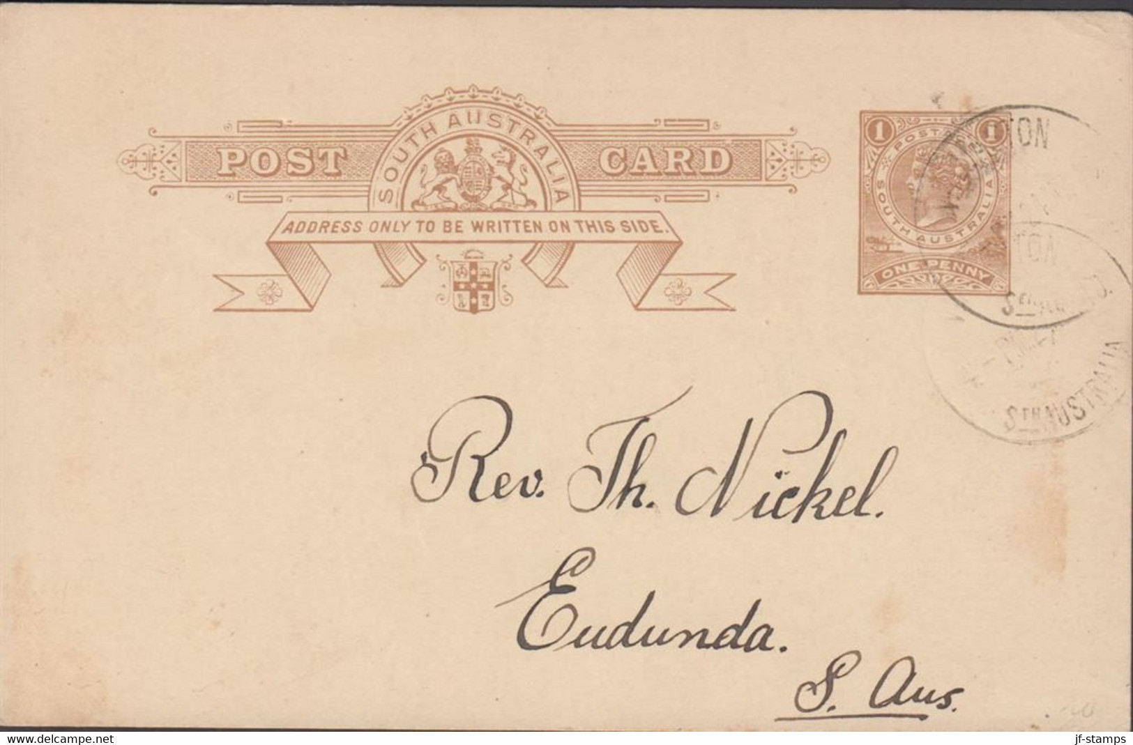 1906. SOUTH AUSTRALIA. ONE PENNY. POST CARD. To Eudunda, South Australia.  - JF430277 - Storia Postale