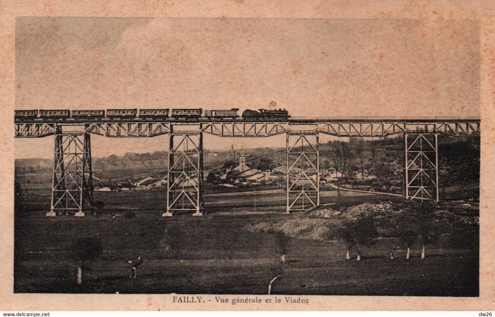 Failly (Moselle) Vue Générale Et Le Viaduc, Avec Train (détruit En 1944) - Sonstige & Ohne Zuordnung