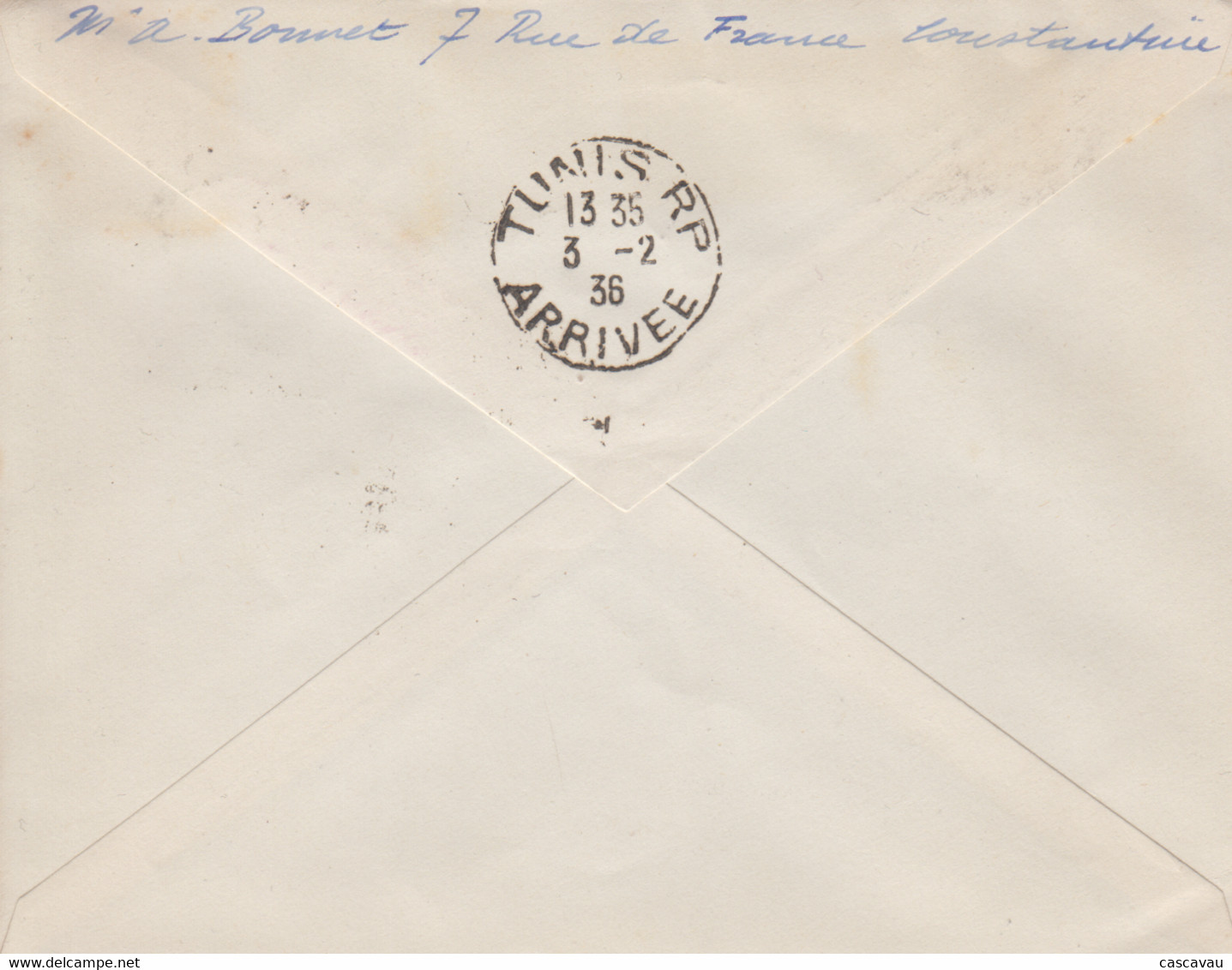 Enveloppe   ALGERIE    1er   Vol    Postal       ALGER - TUNIS   1936 - Luftpost