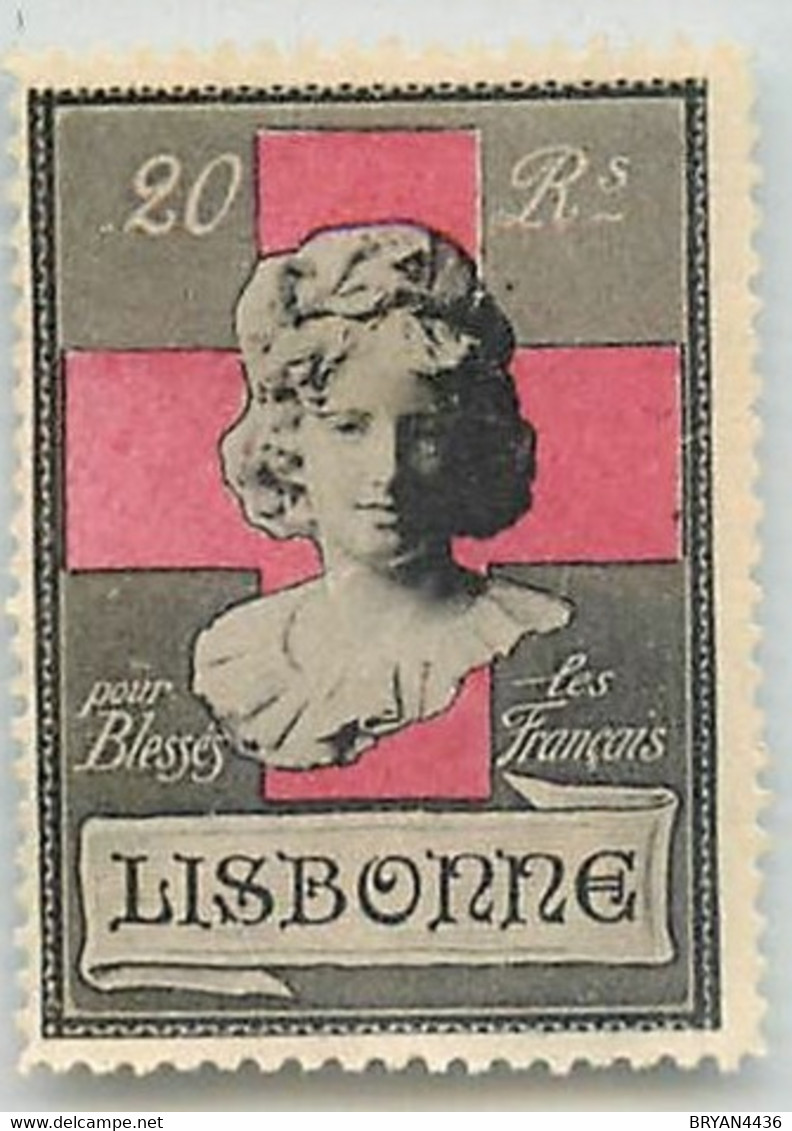 CROIX ROUGE - LISBONNE - PORTUGAL - SOUTIEN GUERRE Aux BLESSES FRANCAIS -TIMBRE DELANDRE - PEU VOURANT - TRES BON ETAT - Cruz Roja