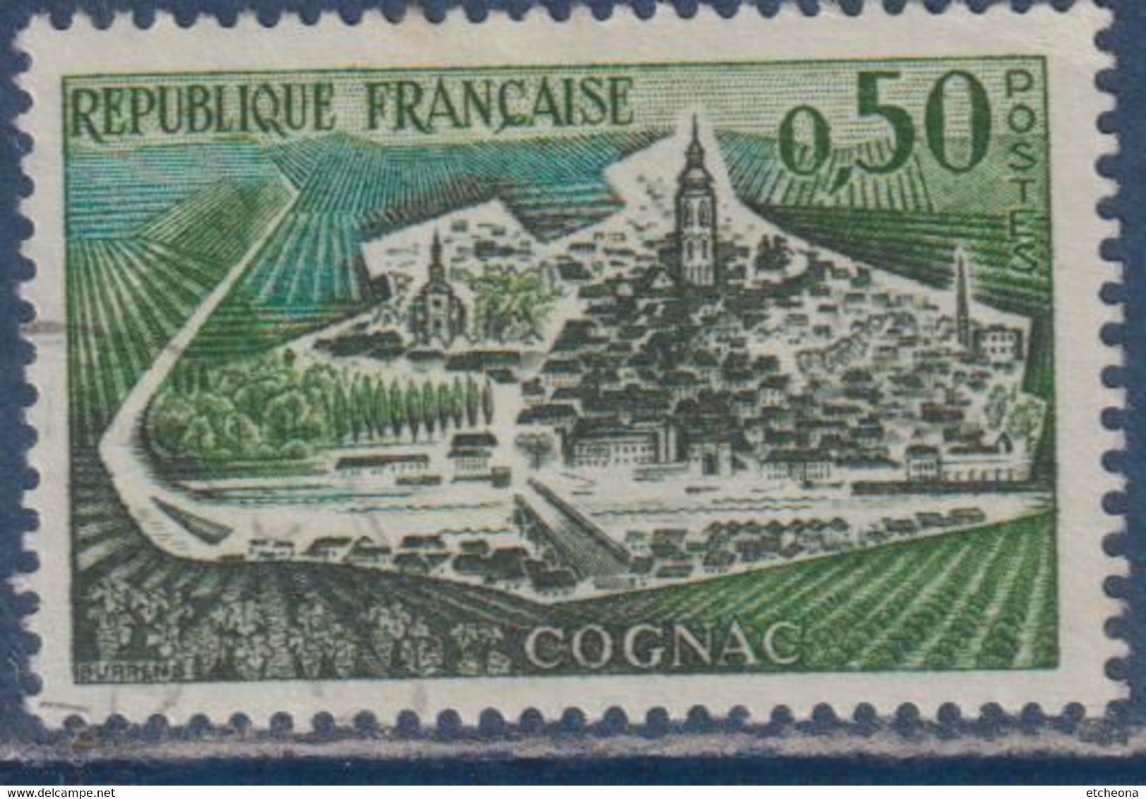 Cognac Avec état Différent Sur Les Péniches  N°1314  Oblitéré - Usados