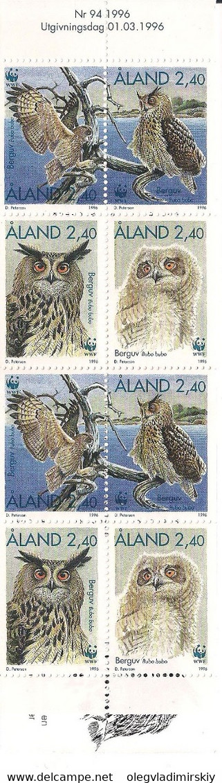 Aland Åland 1996 Finland WWF Sea Owls Booklet Of 2 Sets Mint - Ålandinseln