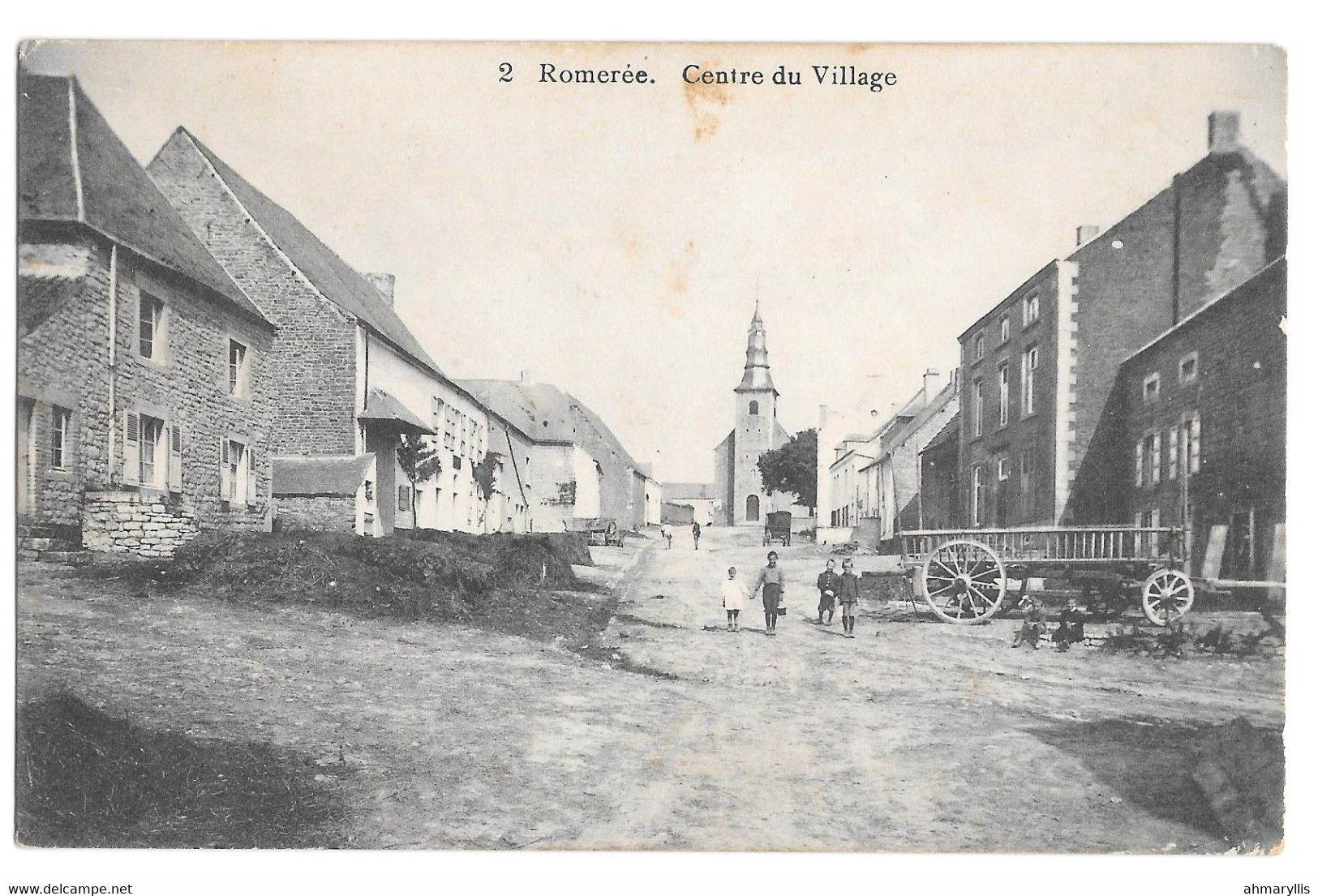 Romerée 2 Centre Du Village Grande Charette Vide 1914 Bon état - Doische