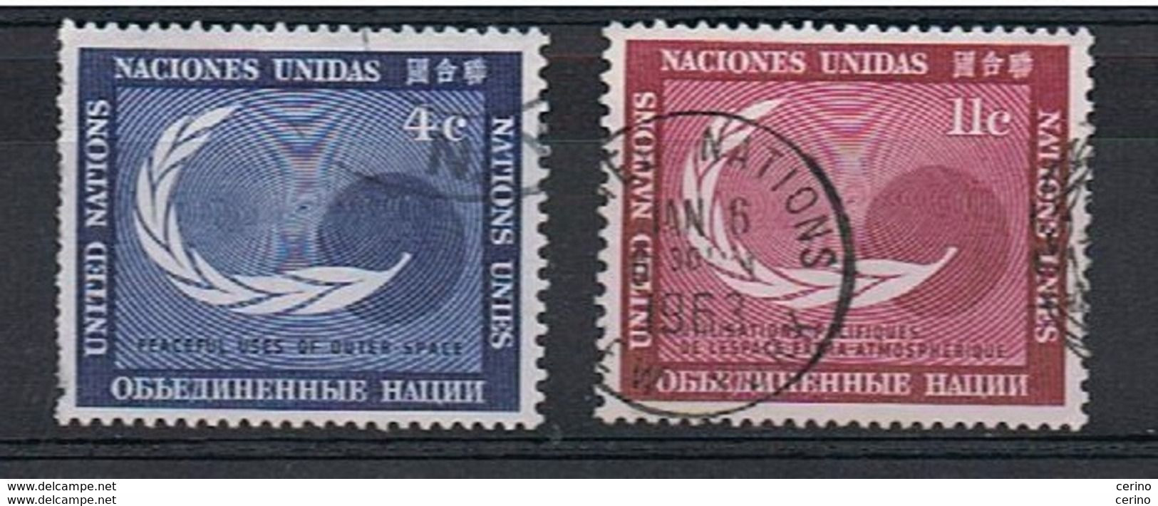 O.N.U.:  1962  SPACE  -  KOMPLET  SET  2  USED  STAMPS  -  YV/TELL. 108/09 - Oblitérés