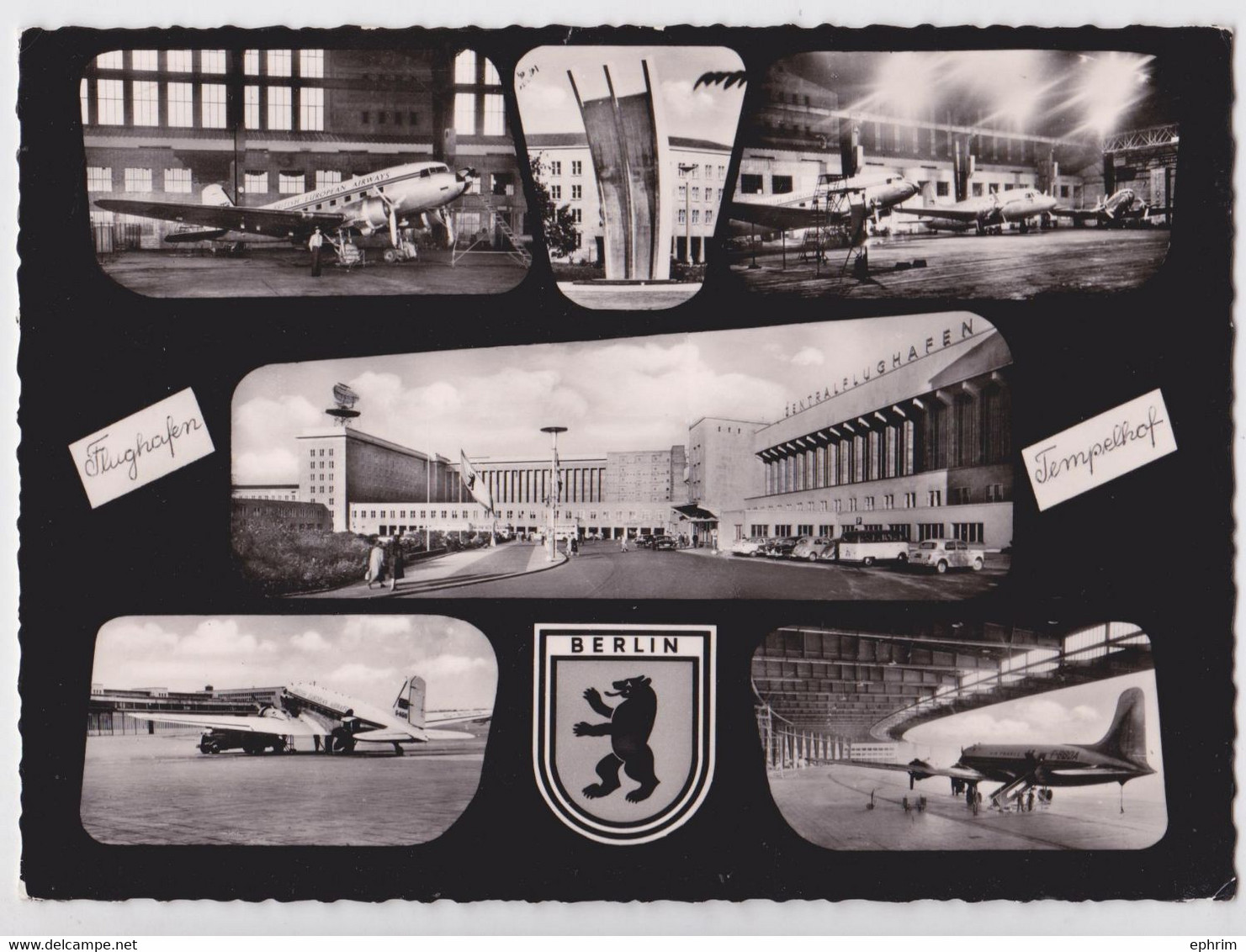 BERLIN TEMPELHOF FLUGHAFEN BRITISH EUROPEAN AIRWAYS AIRPLANE AEROPORT AVION AIR FRANCE AIRPORT COMBI VW MULTIVUES - 1946-....: Era Moderna