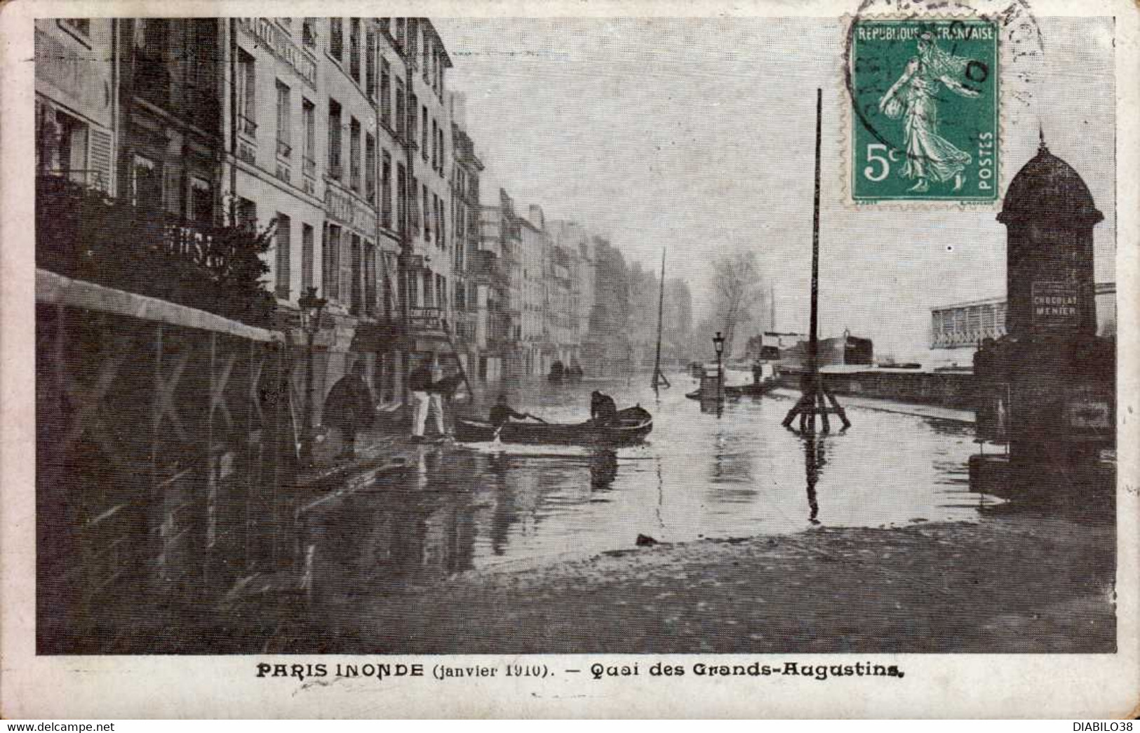 PARIS   ( 75 ) PARIS INONDE  ( JANVIER 1910 )    QUAI DES GRANDS-AUGUSTINS - Inondations