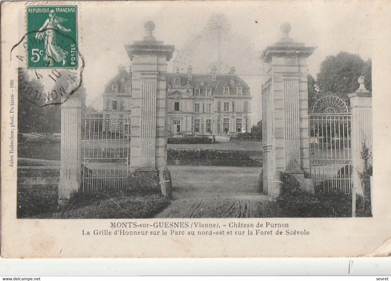 MONTS-sur-GUESNES. - Château De Purnon. La Grille D'Honneur Sur Le Parc Au Nord-est Et Sur La Forêt De Scévole - Monts Sur Guesnes