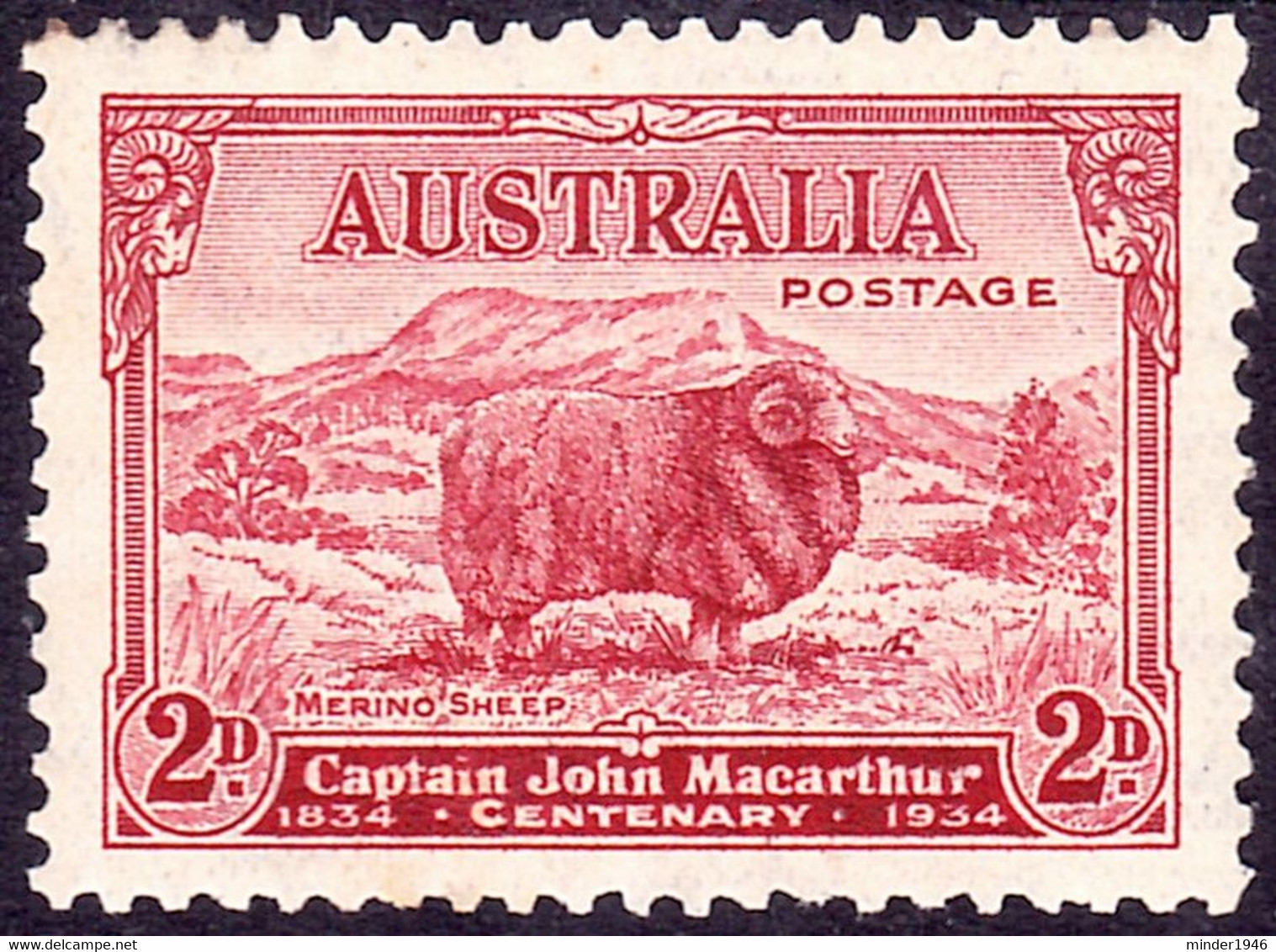 AUSTRALIA 1934 KGV 2d Carmine-Red, Death Centenary Of Capt John Macarthur SG150 MH - Ungebraucht