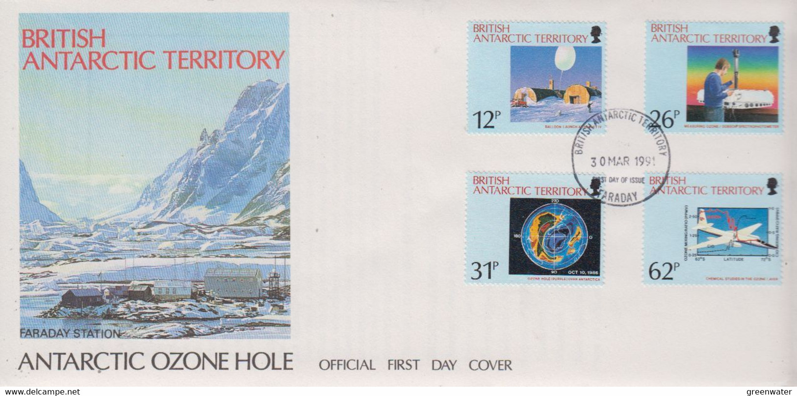 British Antarctic Territory (BAT) 1991 Antarctic Ozone Hole 4v FDC Ca Faraday (BAT326) - FDC