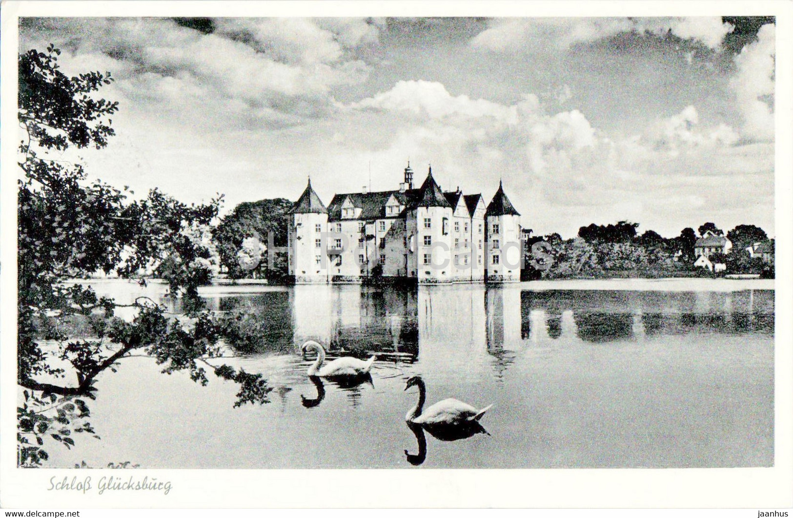 Schloss Glucksburg - Castle - Swan - Birds - Old Postcard - 1956 - Germany - Used - Glücksburg