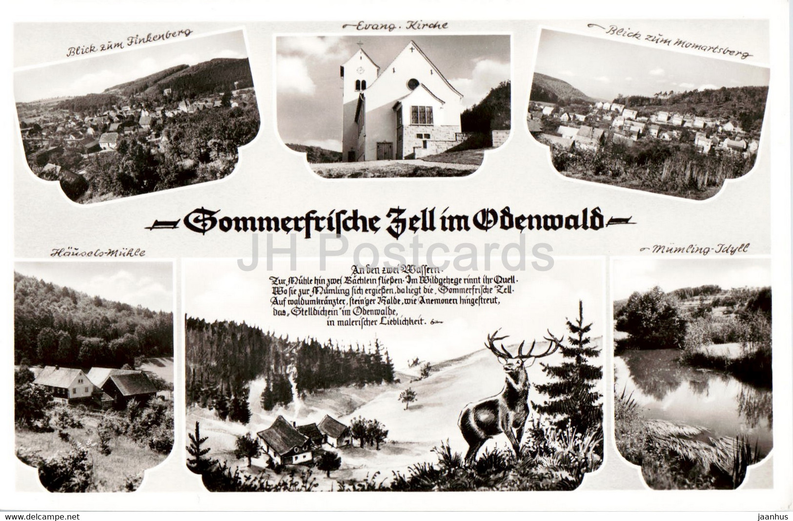 Sommefrische Zell Im Odenwald - Finkenberg - Kirche - Momartsberg - Old Postcard - Germany - Unused - Odenwald